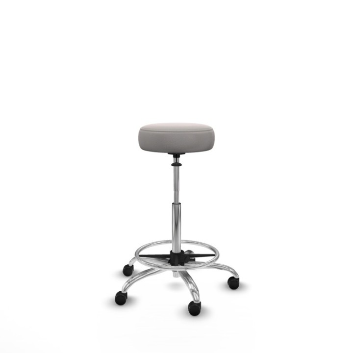 Tolosa giratorio similpiel blanco base cromada ruedas engomadas 50mm aro cromado