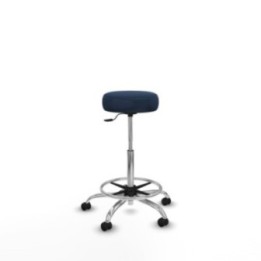 Tolosa giratorio similpiel azul marino base cromada ruedas engomadas 50mm aro cromado