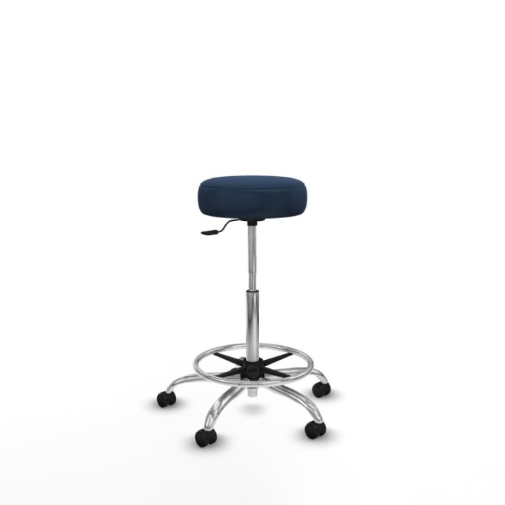 Tolosa giratorio similpiel azul marino base cromada ruedas engomadas 50mm aro cromado