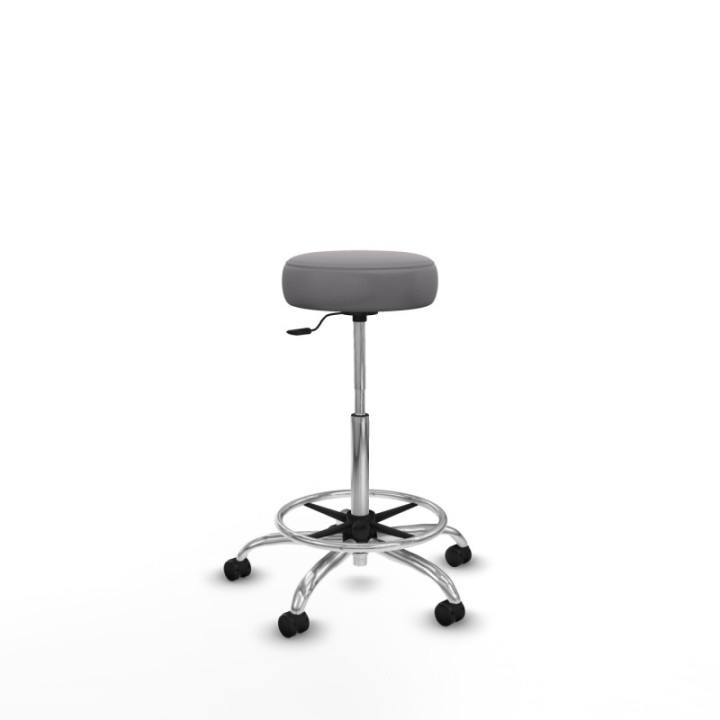 Tolosa giratorio similpiel gris base cromada ruedas engomadas 50mm aro cromado