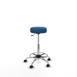 Tolosa giratorio similpiel azul claro base cromada ruedas engomadas 50mm aro cromado