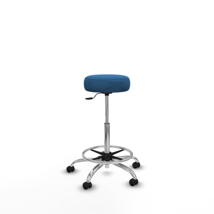 Tolosa giratorio similpiel azul claro base cromada ruedas engomadas 50mm aro cromado