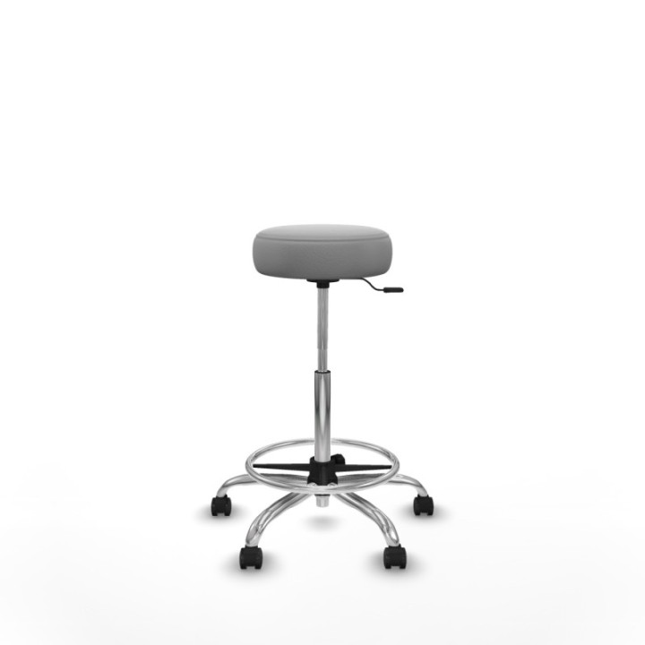 Tolosa giratorio similpiel gris claro base cromada ruedas engomadas 50mm aro cromado