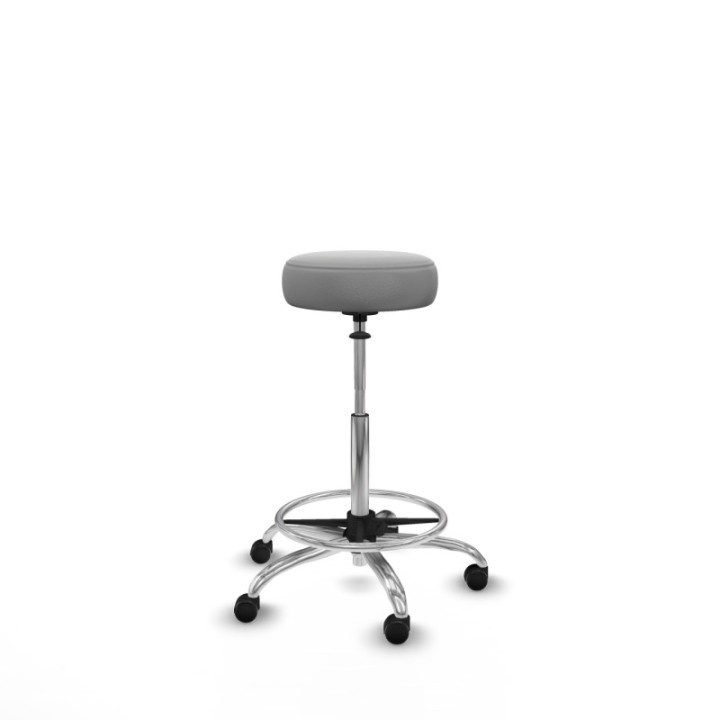 Tolosa giratorio similpiel gris claro base cromada ruedas engomadas 50mm aro cromado