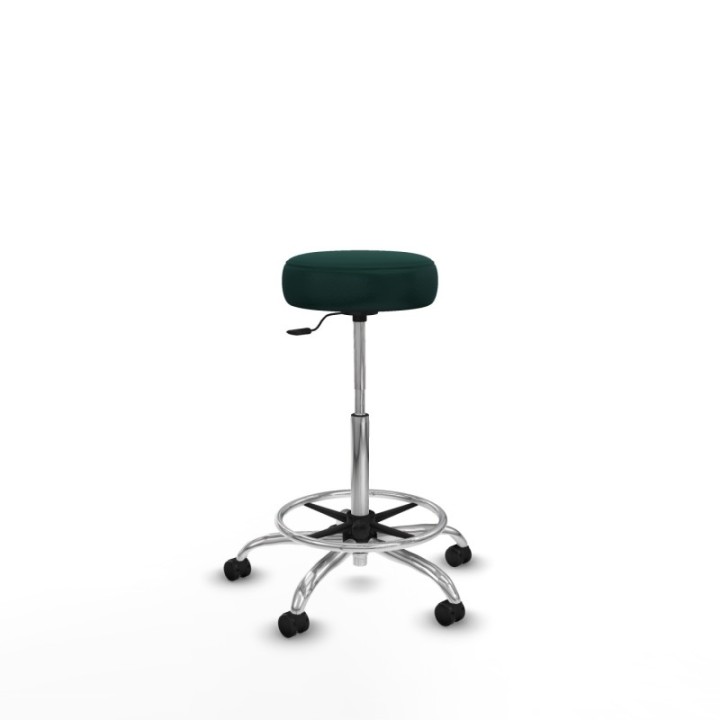 Tolosa giratorio similpiel verde botella base cromada ruedas engomadas 50mm aro cromado