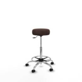 Tolosa giratorio similpiel marrón oscuro base cromada ruedas engomadas 50mm aro cromado