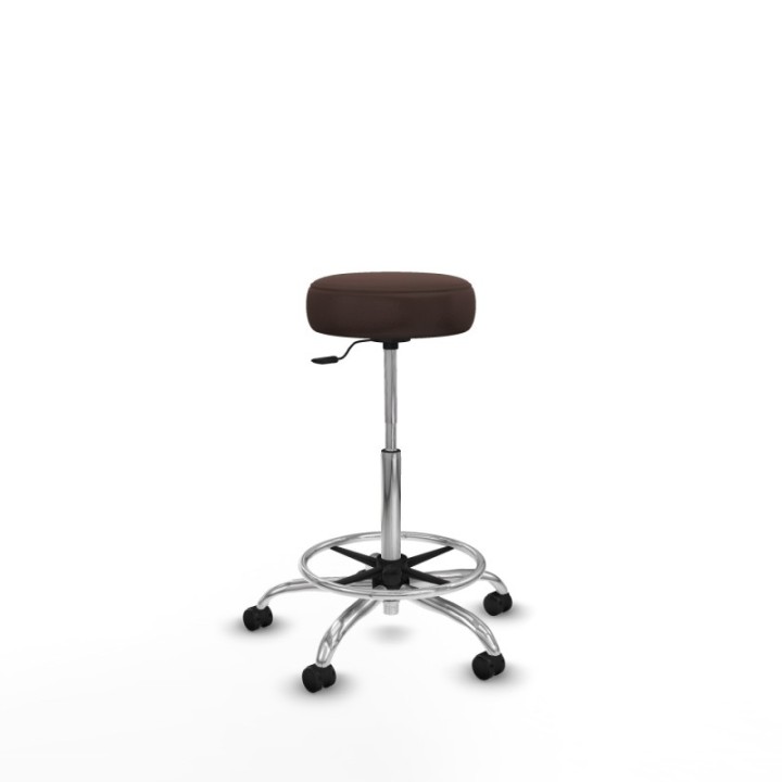 Tolosa giratorio similpiel marrón oscuro base cromada ruedas engomadas 50mm aro cromado