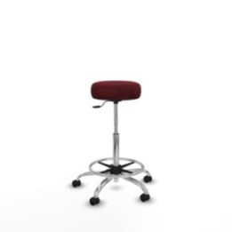 Tolosa giratorio similpiel granate base cromada ruedas engomadas 50mm aro cromado