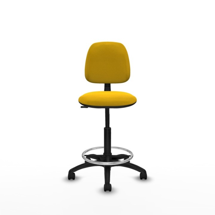 Taburete Isso CP bali amarillo sin brazos base poliamida ruedas nailon 50mm