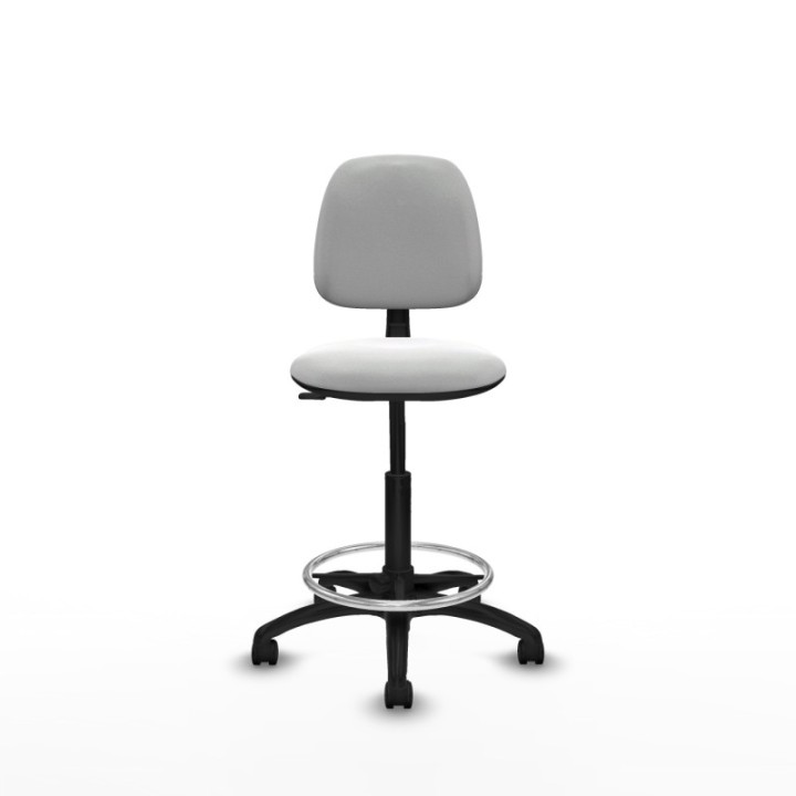 Taburete Isso CP bali blanco sin brazos base poliamida ruedas nailon 50mm