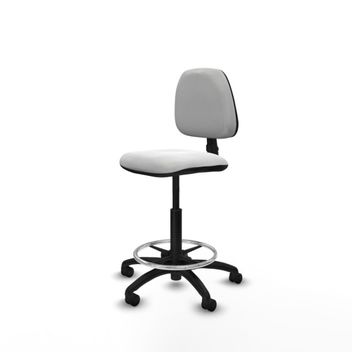 Taburete Isso CP bali blanco sin brazos base poliamida ruedas nailon 50mm