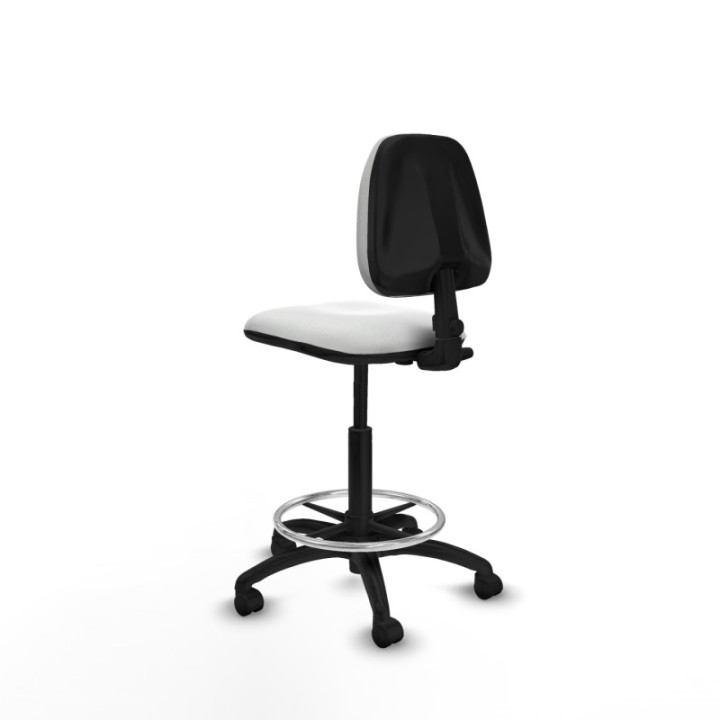 Taburete Isso CP bali blanco sin brazos base poliamida ruedas nailon 50mm