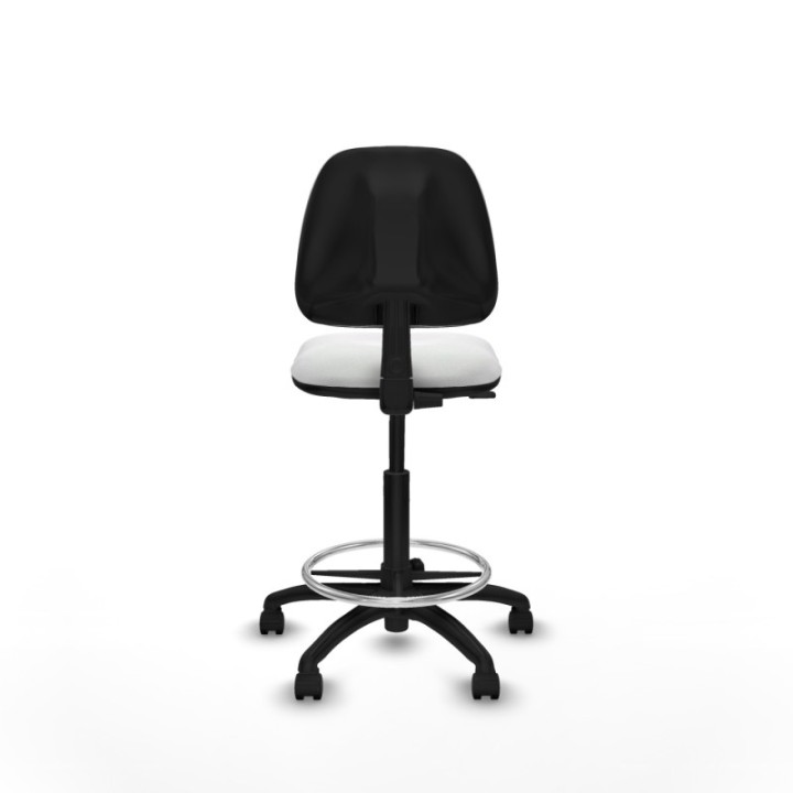 Taburete Isso CP bali blanco sin brazos base poliamida ruedas nailon 50mm