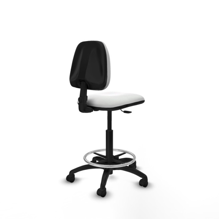 Taburete Isso CP bali blanco sin brazos base poliamida ruedas nailon 50mm