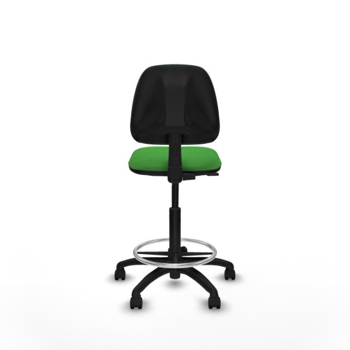 Taburete Isso CP bali verde sin brazos base poliamida ruedas nailon 50mm