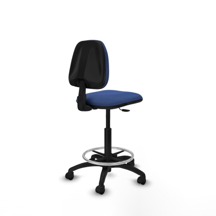 Taburete Isso CP bali azul marino sin brazos base poliamida ruedas nailon 50mm