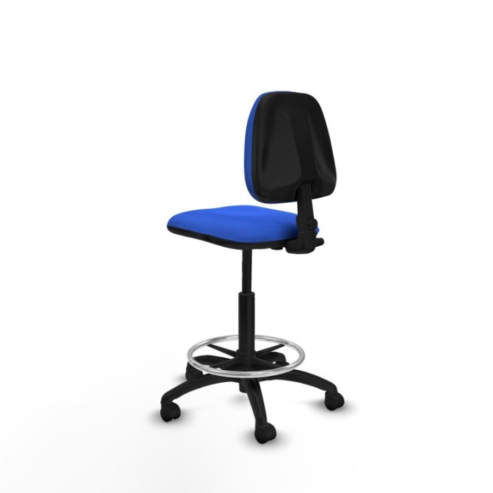 Taburete Isso CP bali azul sin brazos base poliamida ruedas nailon 50mm