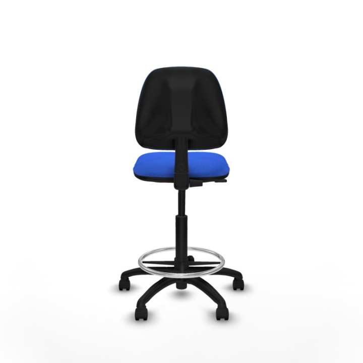 Taburete Isso CP bali azul sin brazos base poliamida ruedas nailon 50mm