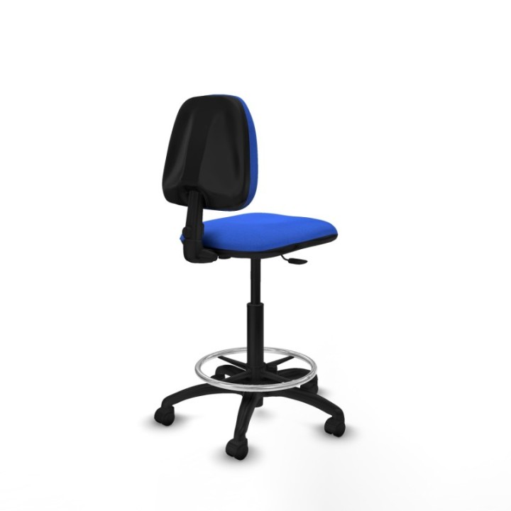 Taburete Isso CP bali azul sin brazos base poliamida ruedas nailon 50mm