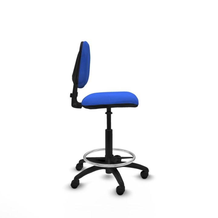 Taburete Isso CP bali azul sin brazos base poliamida ruedas nailon 50mm