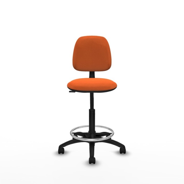 Taburete Isso CP bali naranja sin brazos base poliamida ruedas nailon 50mm