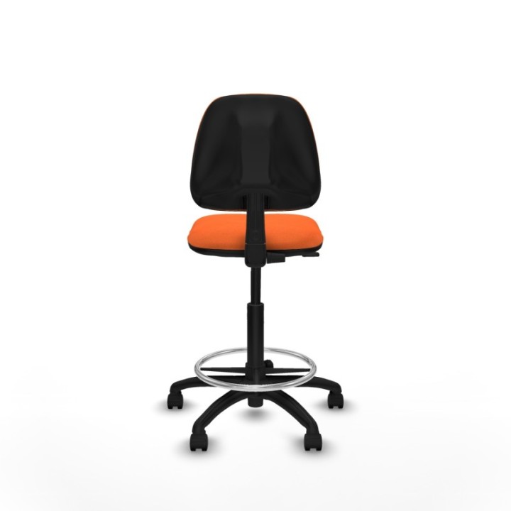 Taburete Isso CP bali naranja sin brazos base poliamida ruedas nailon 50mm