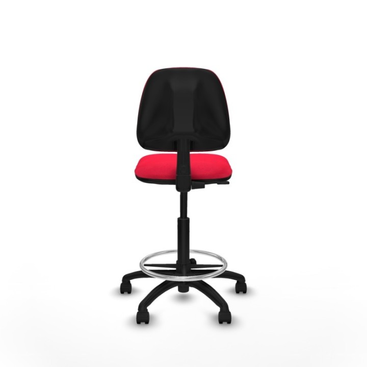 Taburete Isso CP bali rojo sin brazos base poliamida ruedas nailon 50mm