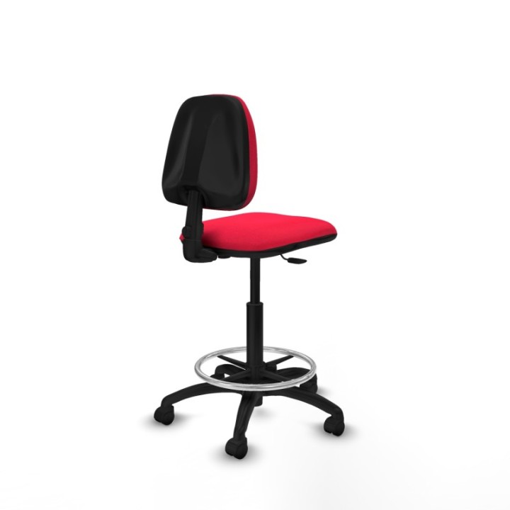 Taburete Isso CP bali rojo sin brazos base poliamida ruedas nailon 50mm