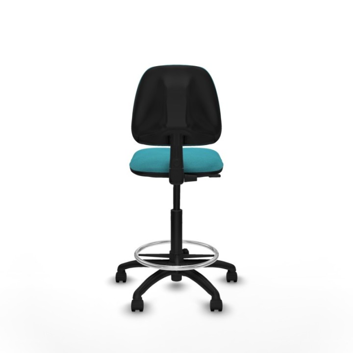 Taburete Isso CP bali turquesa sin brazos base poliamida ruedas nailon 50mm