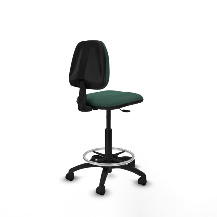Taburete Isso CP bali verde botella sin brazos base poliamida ruedas nailon 50mm