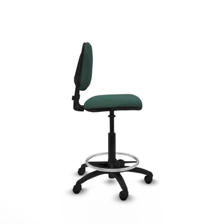 Taburete Isso CP bali verde botella sin brazos base poliamida ruedas nailon 50mm