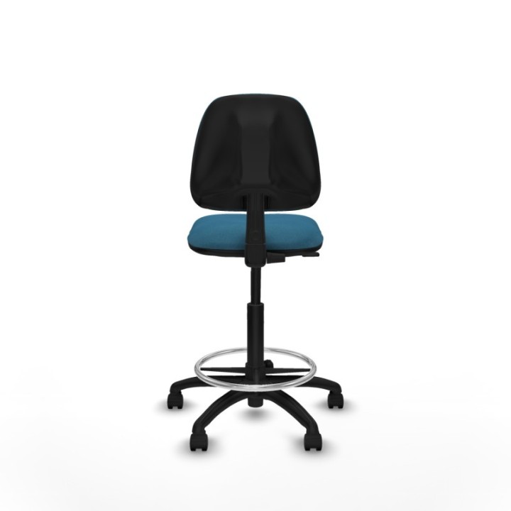 Taburete Isso CP bali verde petroleo sin brazos base poliamida ruedas nailon 50mm