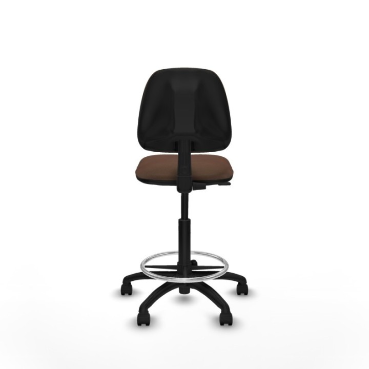 Taburete Isso CP bali marrón oscuro sin brazos base poliamida ruedas nailon 50mm