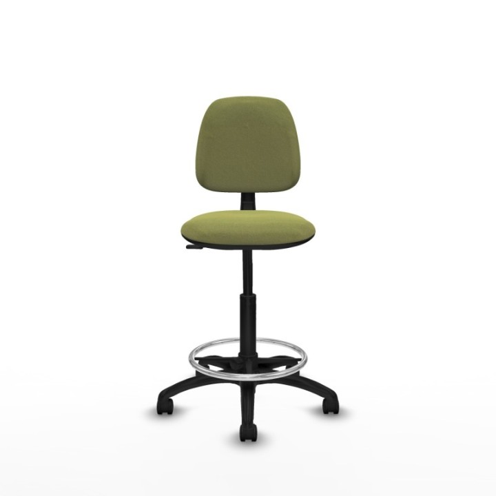 Taburete Isso CP bali verde oliva sin brazos base poliamida ruedas nailon 50mm