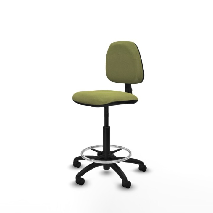 Taburete Isso CP bali verde oliva sin brazos base poliamida ruedas nailon 50mm
