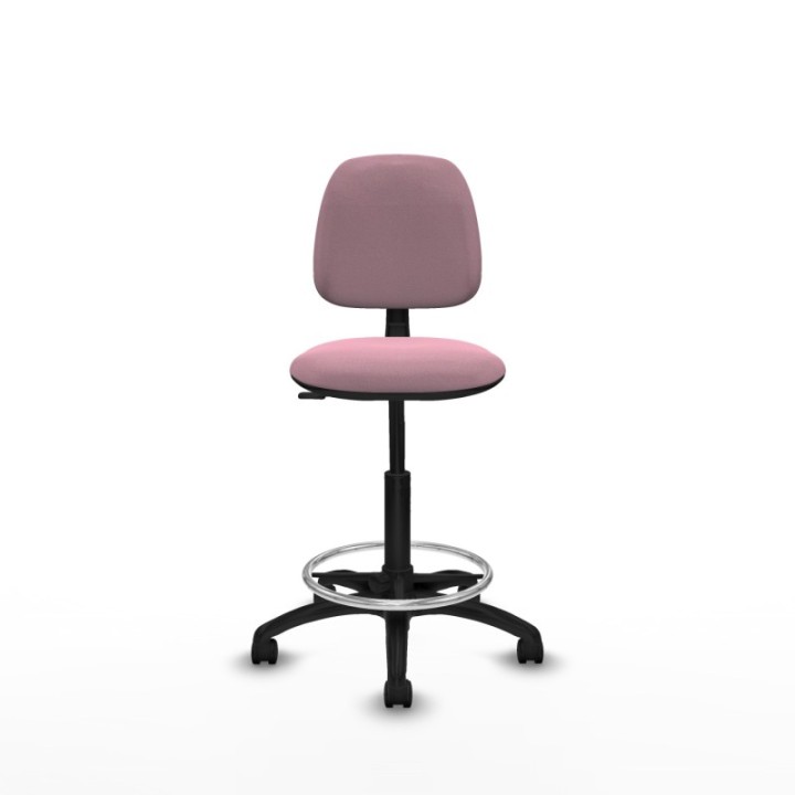 Taburete Isso CP bali rosa sin brazos base poliamida ruedas nailon 50mm