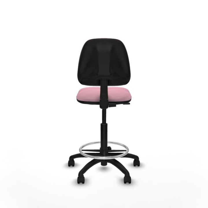 Taburete Isso CP bali rosa sin brazos base poliamida ruedas nailon 50mm