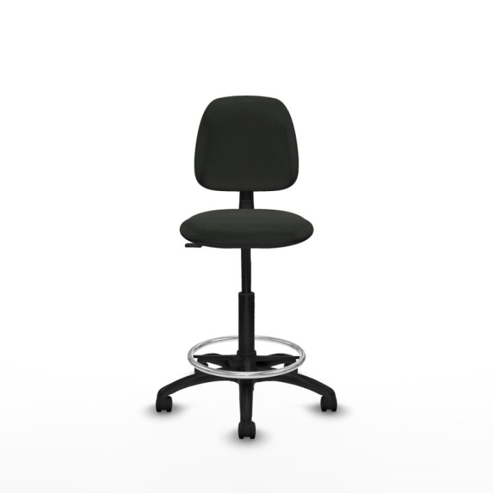 Taburete Isso CP bali negro sin brazos base poliamida ruedas nailon 50mm