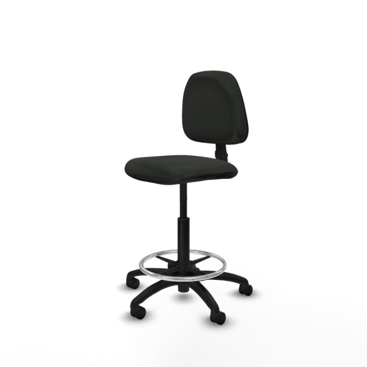 Taburete Isso CP bali negro sin brazos base poliamida ruedas nailon 50mm