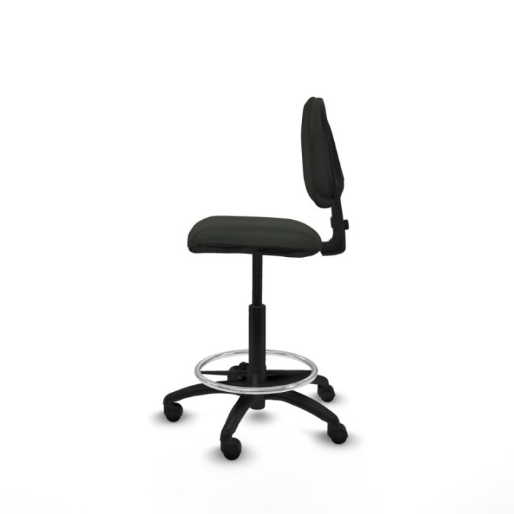 Taburete Isso CP bali negro sin brazos base poliamida ruedas nailon 50mm