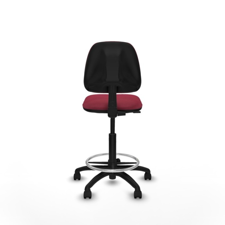 Taburete Isso CP bali granate sin brazos base poliamida ruedas nailon 50mm