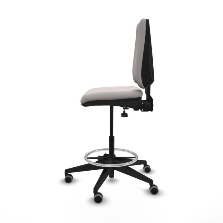 Taburete Elche AS similpiel blanco base piramidal ruedas 65mm engomadas