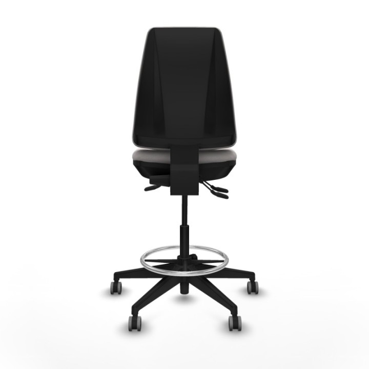 Taburete Elche AS similpiel blanco base piramidal ruedas 65mm engomadas