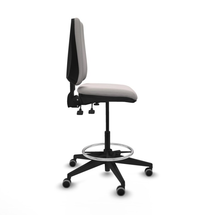 Taburete Elche AS similpiel blanco base piramidal ruedas 65mm engomadas