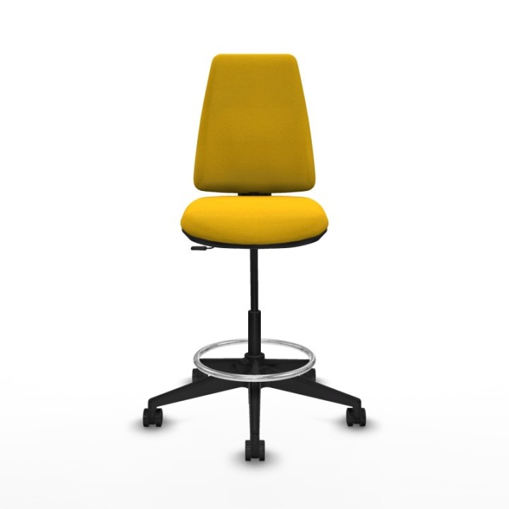 Taburete Elche CP bali amarillo base piramidal ruedas 65mm nailon