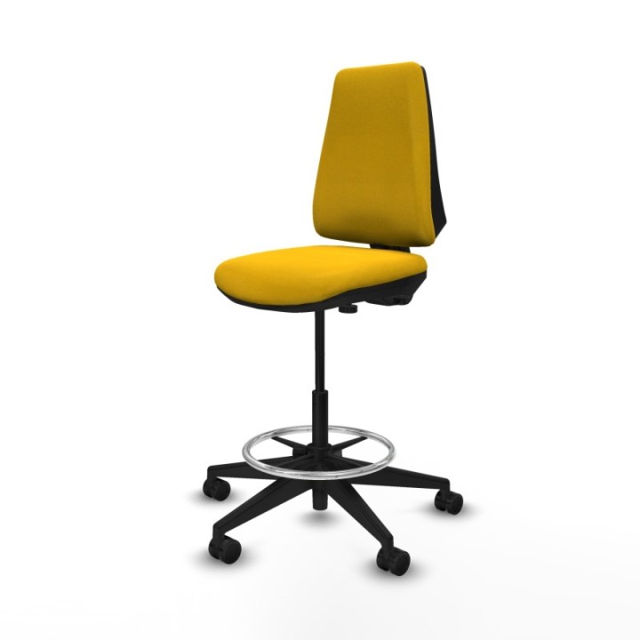 Taburete Elche CP bali amarillo base piramidal ruedas 65mm nailon