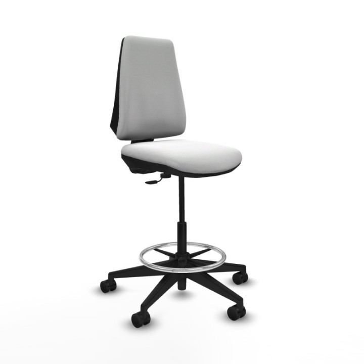 Taburete Elche CP bali blanco base piramidal ruedas 65mm nailon