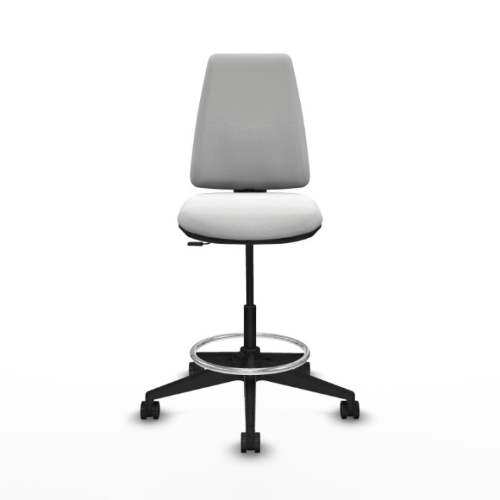 Taburete Elche CP bali blanco base piramidal ruedas 65mm nailon