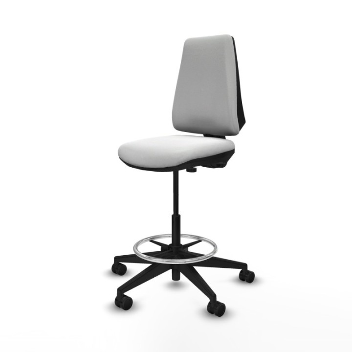 Taburete Elche CP bali blanco base piramidal ruedas 65mm nailon