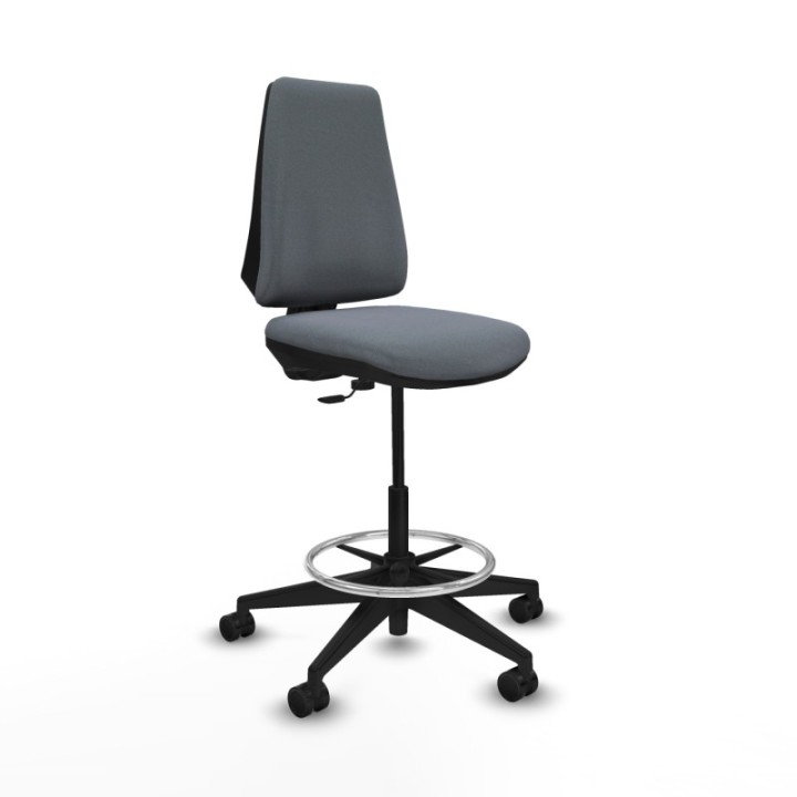 Taburete Elche CP bali gris base piramidal ruedas 65mm nailon